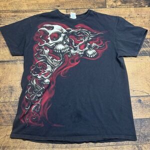 Delta‎ Pro Weight Black Skull Graphic T Shirt Men Large Grunge Metal Thrasher